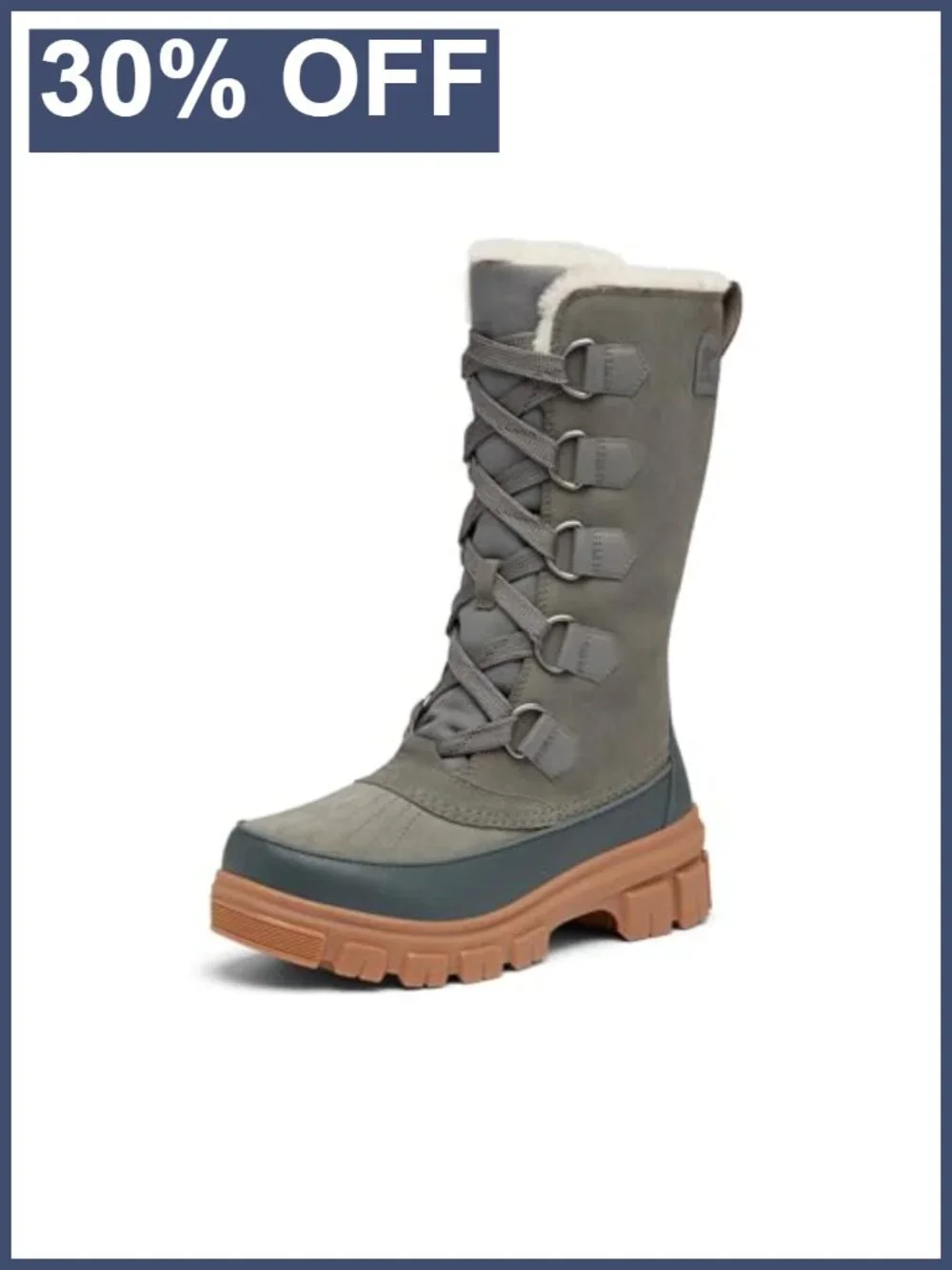 Waterproof Suede Snow Boots Tall Insulated Faux Fur Winter